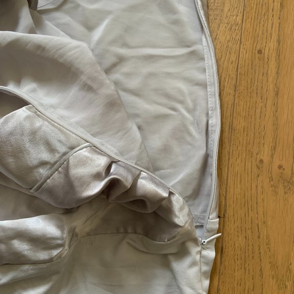 Zara Dove Gray Satin Bodysuit Strappy Sexy Wrap V-Neck Dressy Blouse Size XS - Picture 8 of 14